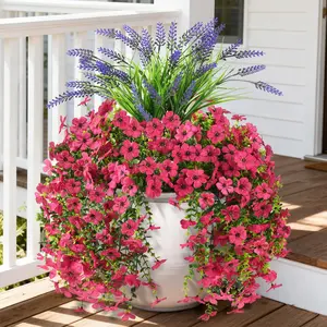 Artificial Fake Hanging Flowers Plants, Faux Silk Daisy Flower, Realistic UV Resistant, House Plants Decor, Outdoor & Indoor Decor