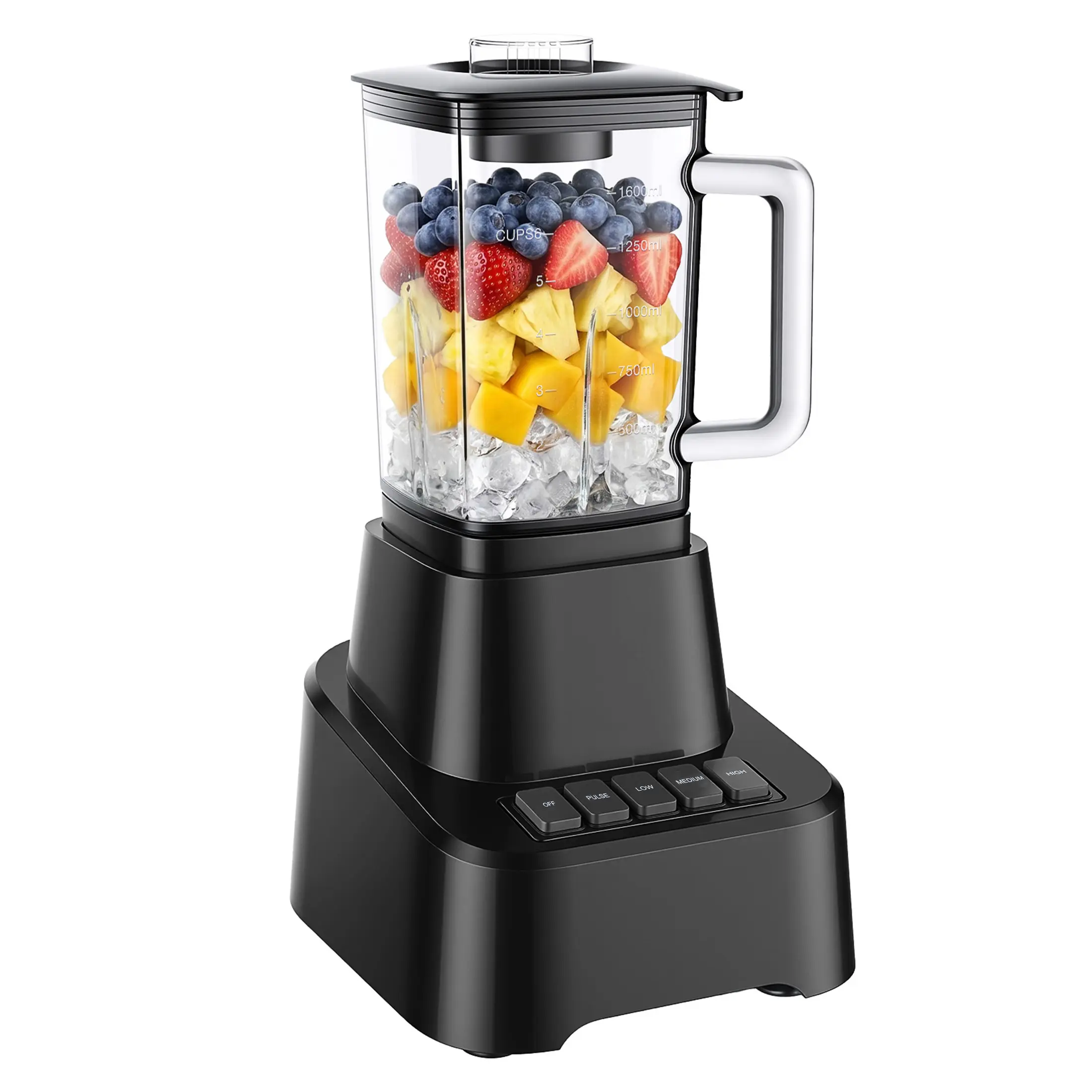 DUMOS Professional Blender for Smoothies, Full-Size Kitchen Blender with 850 Peak Watts & 54oz Large Glass Pitcher, 4 Speeds with Pulse for Ice Crushing Frozen Fruits, Dishwasher Safe, Black,Grey