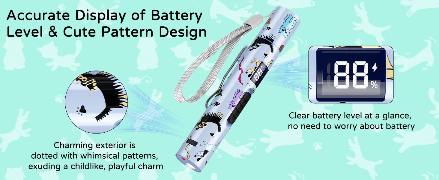 TBTeek Cat Toy, Battery Screen, Cute Fun Creative Body, Rechargeable, 7 Adjustable Patterns, Interactive Kitten Pet Dog Chase Toy for Fun Chase Play Exercise (1pcs)