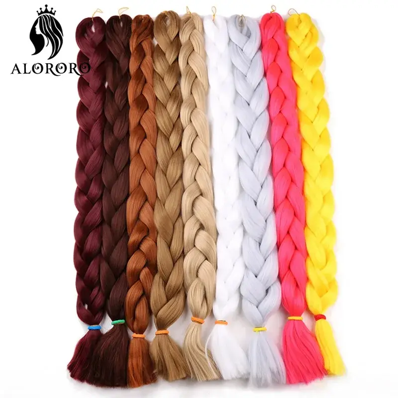 Alororo Synthetic Jumbo Braid Hair 82 Inch African Fake Hair High Temperature Fiber Puple Red Braiding Hair Extensions for Women