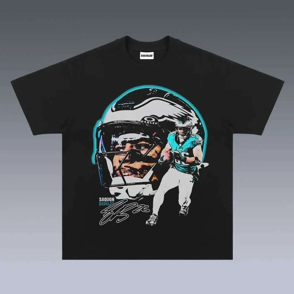 [SALE Up To 50% Off] Saquon Barkley Graphic Tee, Y2K Crew Neck Streetwear T-Shirt, Unisex Crew Neck Tee, Vintage Football Graphic, Sports Player Bootleg Premium Style, Casual Cotton Fit 1 Sided