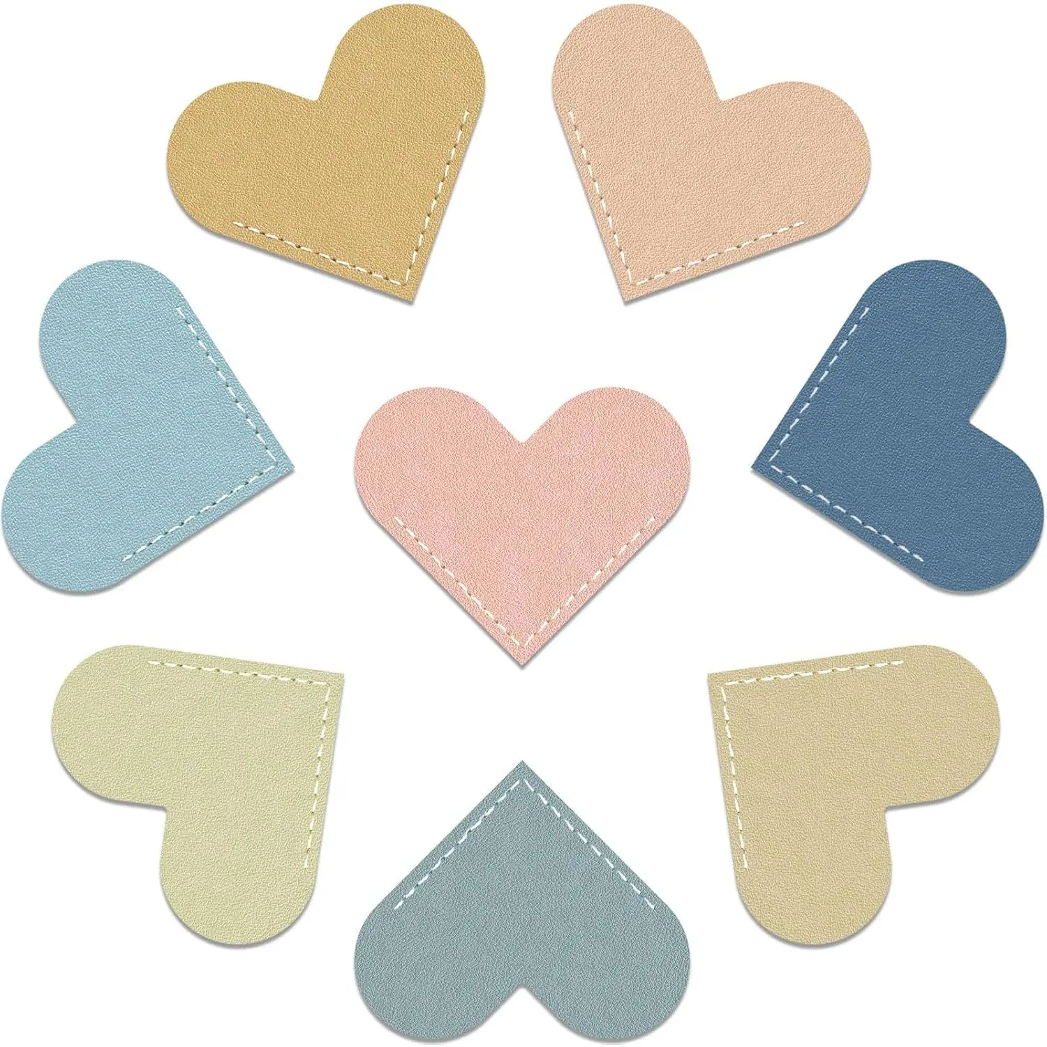 Leather Heart Bookmarks, 8 count Cute  Page Corner Book Markers, Small Gifts for Reading Women, Lovers, , Teachers, , Book Accessories for School Office  Supplies (8PC-Light)