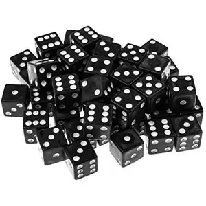 100 Pack Standard Game Dice 16mm (Black)