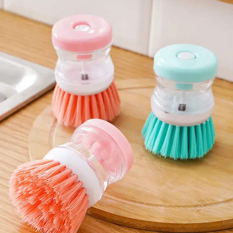 Home Care Multifunctional Liquid Dispensing Cleaning Brush 2-Pack, Dual-Purpose Home Supplies Tool for Pots