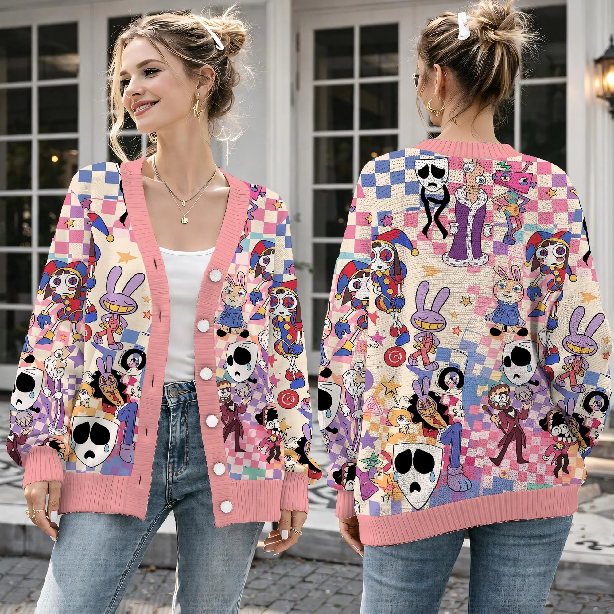 The Amazing Circus Characters Cardigan, The Amazing Digital Circus sweater womens, Aesthetic TADC Merch, TADC Fan Gift, Anime outfit 20