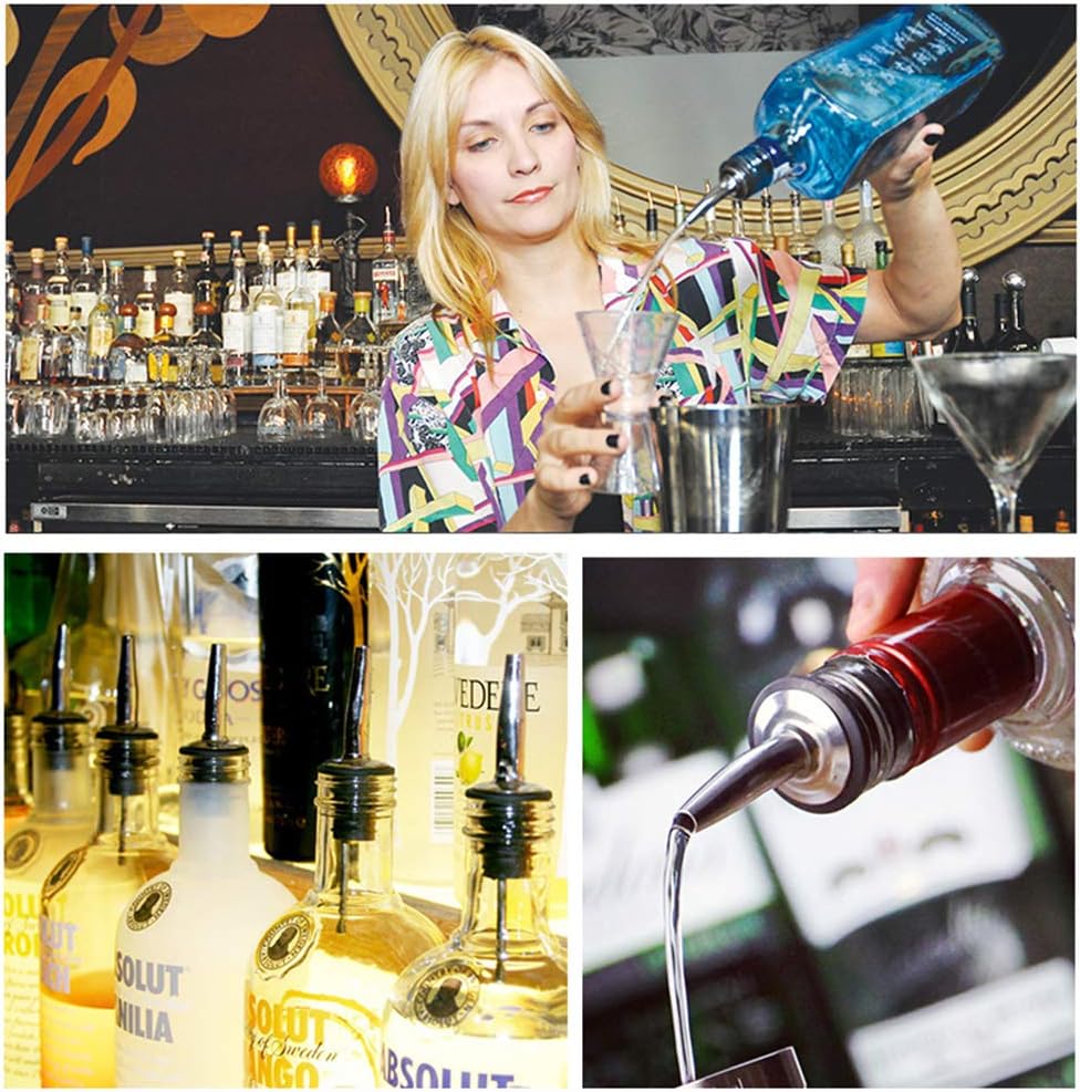 2PCS Stainless Steel Pourers, Speed Liquor Bottle Pourer, Olive Oil and Vinegar Tapered Stopper Spout, Suitable for About 3/4" Bottle Mouth, Olive Oil Spout with Sealed Dust Caps