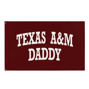 Texas A&M TAMU Daddy Flag - Maroon Background with White Text, Ideal for Banners and Print Wall Decoration