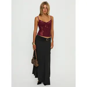 Nola Hardware Slit Maxi Skirt Black