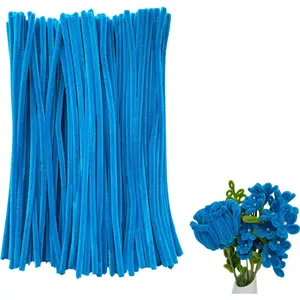 200 count Blue Pipe Cleaners Bulk Chenille Stems Thick pipecleaners Craft Supplies for DIY Flower Art Craft Creative Projects