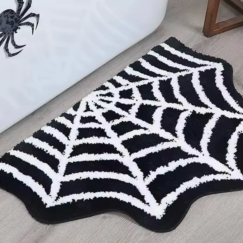 Halloween Rug Non-Slip Spider Web Design