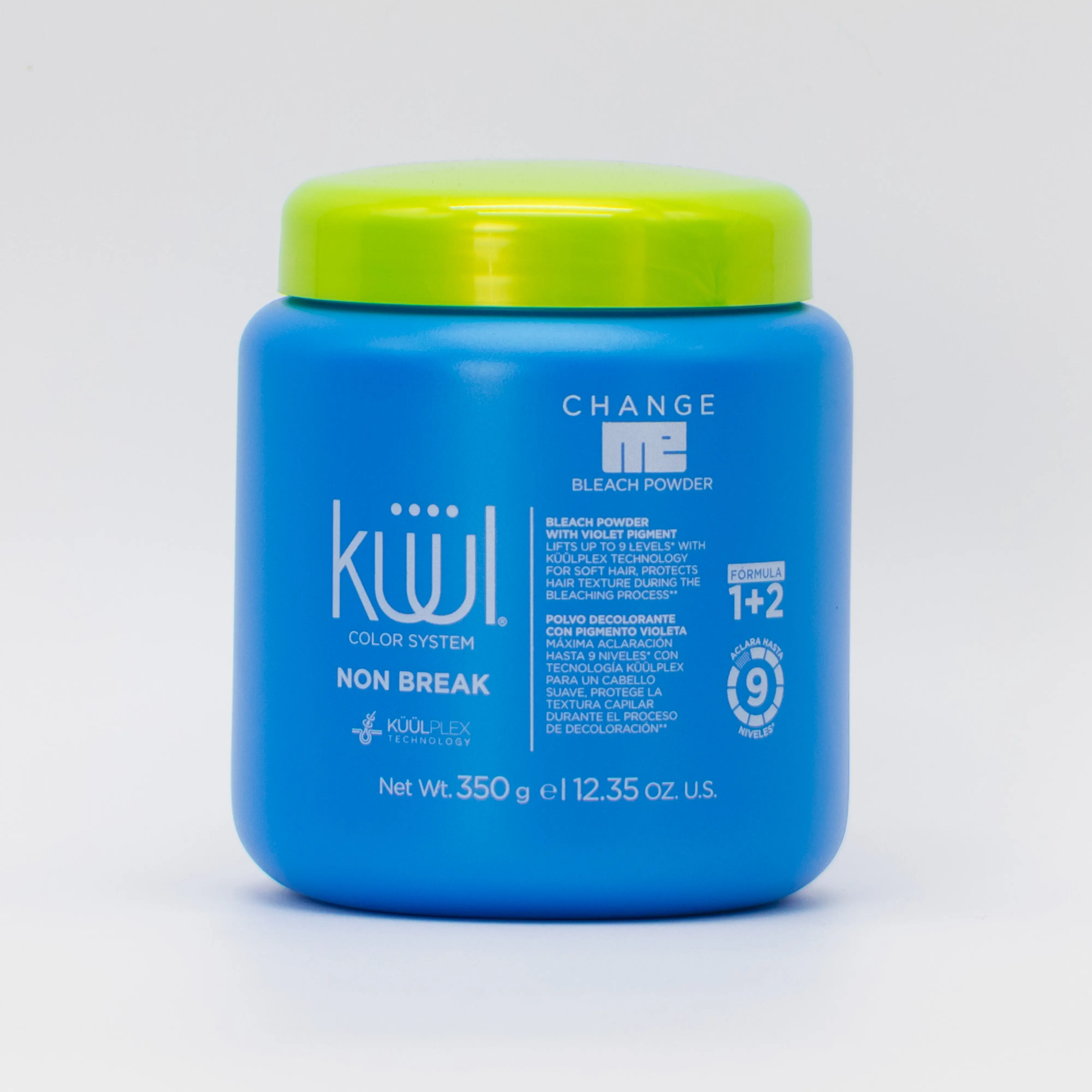 KUUL Bleach Powder with Violet Pigment for Hair Color, Lifts 9 Levels with Plex, Non-Break Formula for Smooth Texture, Cosmetic Lightener, 350g