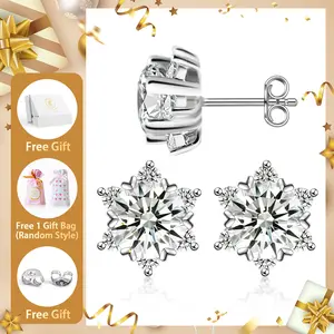 Moissanite 0.5-3ct Ice Crystal Snowflake Earrings, Earrings Accessories, Chic Fashion Jewelry, Fashion Pairings, Ideal Gift for Any Occasion, Birthday Christmas Family Gifts, Wedding Engagement Anniversary Party Gift