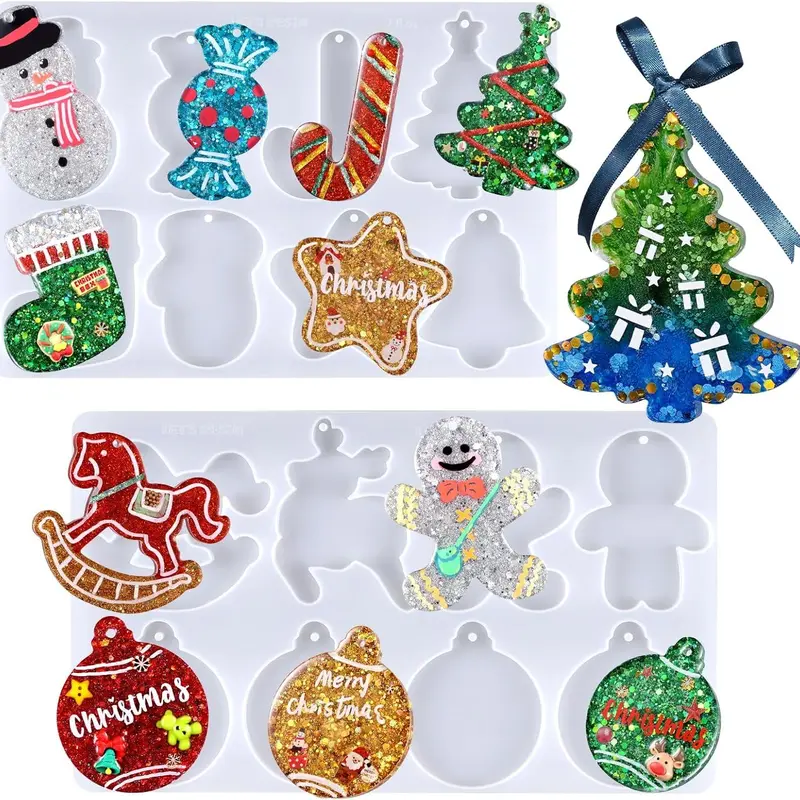LET'S RESIN Upgraded Smooth Silicone Christmas Ornament Molds - 16-Cavity, 3–3.5in Tree Size, Easy Demolding, Glossy with Patterns for Art Crafts, Holiday Decorations