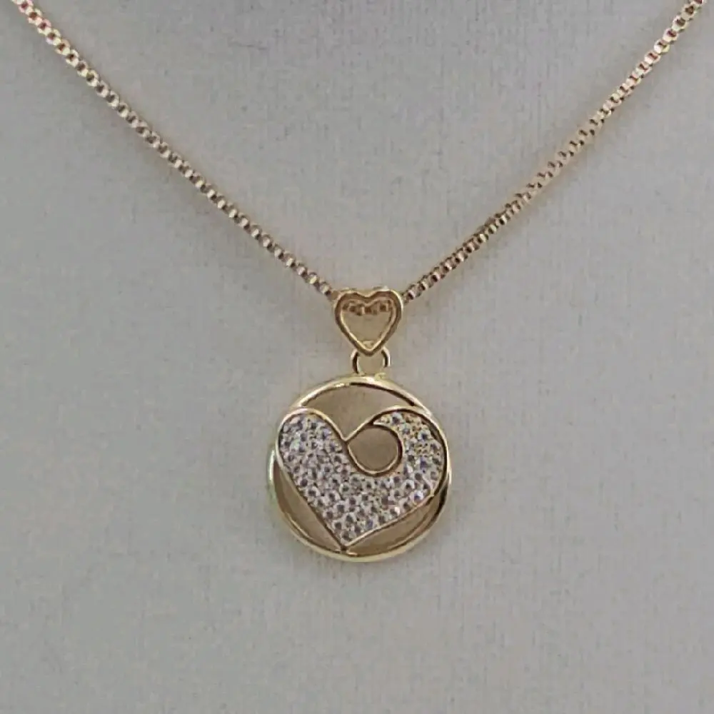 (13)  #2  14K Goldplated  small heart pendant and chain.