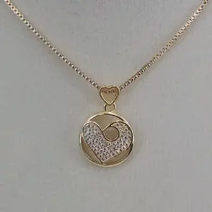 (13)  #2  14K Goldplated  small heart pendant and chain.