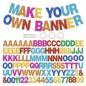 116PCS DIY Letter Banner Kit A-Z Custom Make Your Own Banner with 111 Letters & Numbers, 3 Ropes & Threading Tools, Birthday Graduation Wedding Party Decor Colorful