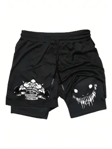 Men's Regular Fit Skull Print Pocket Drawstring Waist Shorts, Casual Comfy Breathable Printed Shorts for Summer, Men's Bottoms for Daily Wear