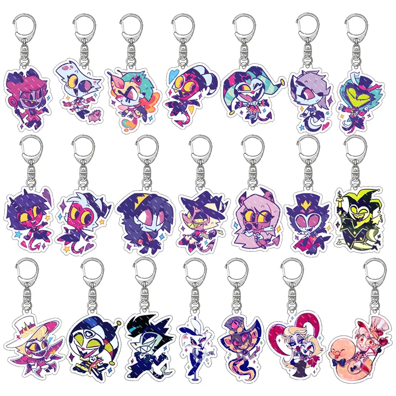 Hazbin el Anime Figure Acrylic Keychain Model Plate 1pc Alastor Sign Backpack Pendant Key Chain Game Fans Gift Ornaments