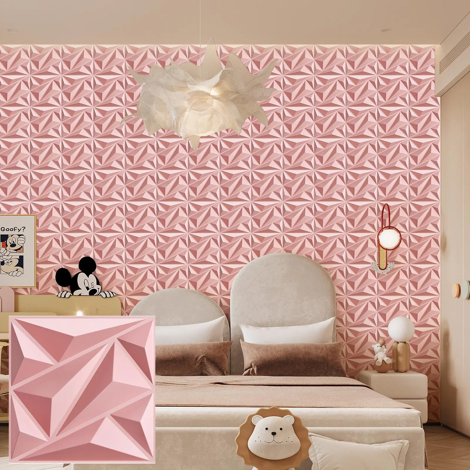 3D Diamond Textured Wall Panel, Interior Wall Decor, Diagonal Diamond Diamond Textured Pattern Wall Sticker for Accent Walls, Living Room, Bedroom, Hotel, Office, Wall Paper, Bedroom Wallpaper, Decorative Wallpaper