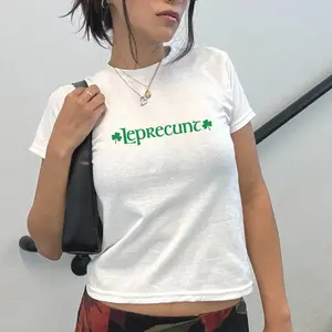 Leprecunt Women's Baby Tee, Y2K 90s Aesthetic, Irish Drinking Shirt, Leprecunt Tee, Funny St Patrick's Day Baby Tee for Women