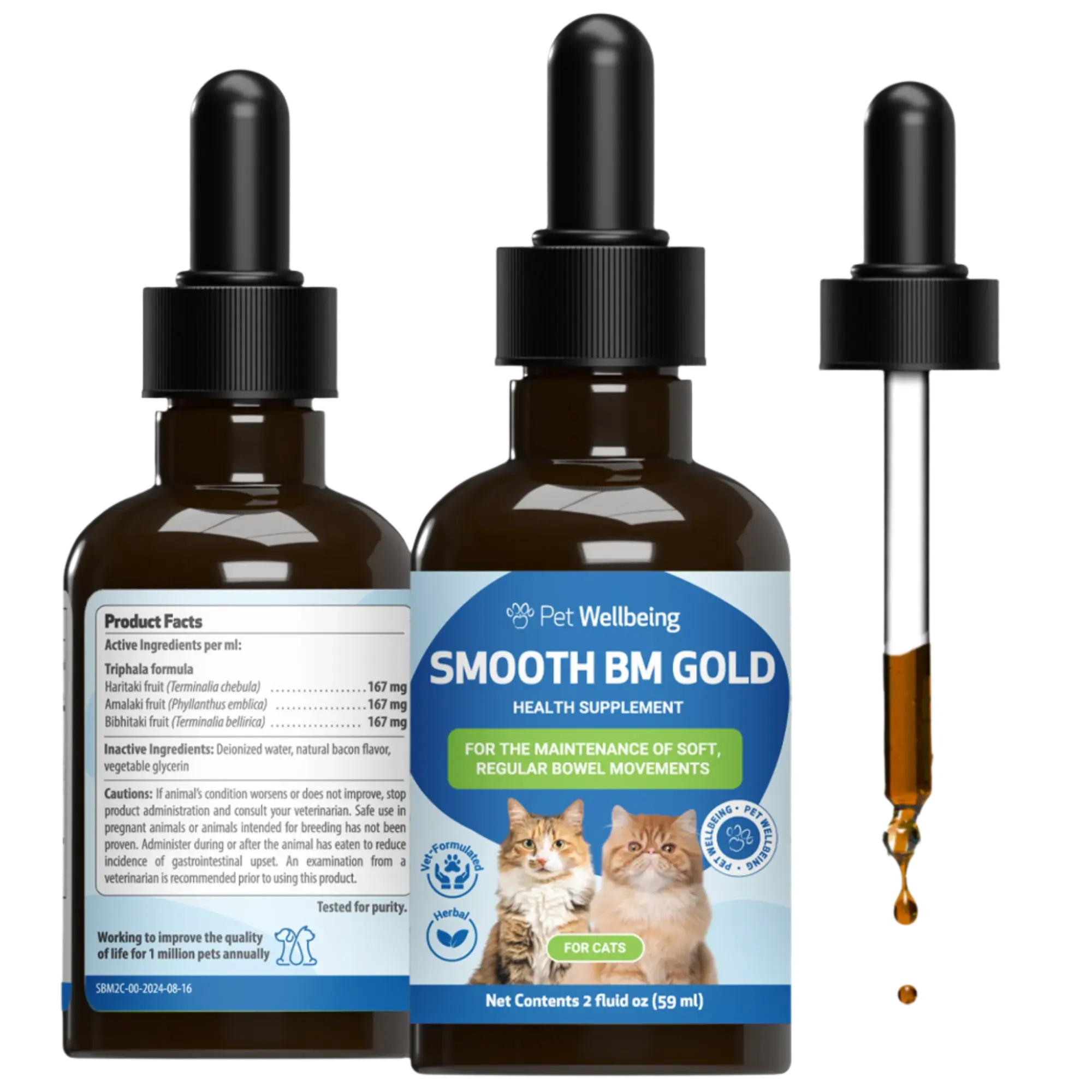 Pet Wellbeing Smooth BM for Cats - Vet-Formulated Digestive Health Support - Healthy Bowel Movements, Natural Regularity - Herbal Cat Digestive Supplement - Liquid Formula