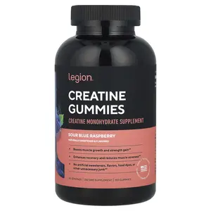 Legion Athletics Creatine Gummies, Sour Blue Raspberry, 150 Gummies