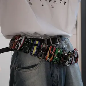 40.55inch DIY Car Model Belt with Colorful Miniature Cars - Punk Street Style Unisex Adjustable Waist Accessory for Jeans, Casual Outfits & Daily Commute, Belt Accessories, Playful Design, Elastic Waistband, Streetwear Fashion, Quirky Fashion,-g