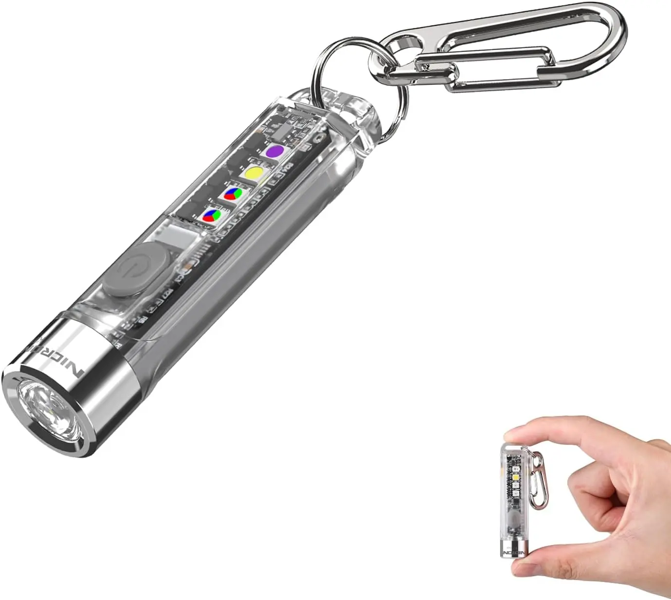 Rechargeable Keychain Torch LED Light - Mini Size, 400 Lumens, IPX4 Waterresistant, Lightweight, 4 Extra Sidelights, EDC Flashlight for Camping, Emergency Use