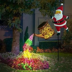 Christmas Solar Kettle Lights Garden Lawn Decorative Santa Kettle Ground Lamp Eco-Friendly Festive Design Solar Night Lights for Outdoor Garden Decor Unisex