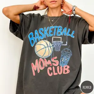 [Sale Up To 50%] Basketball Moms Club Comfort Colors® T-Shirt, Gameday Doodle Basketball Tee, Trendy Women's Basketball Shirt, Sports Mom Shirt, Game Day Tee, Graphic Streetwear T-shirt