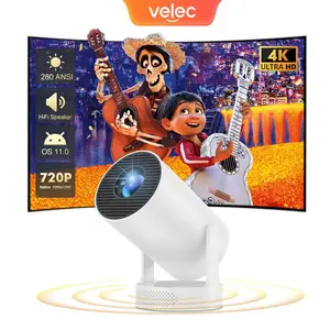 VELEC  Portable - Projector with big speaker, 4K 1080P Full HD Supported, Built-in Android 11 WiFi6+Bluetooth 5.0, Multifunctional Projector for Home Cinema, Outdoor-HY300 PRO HIFI Connection White