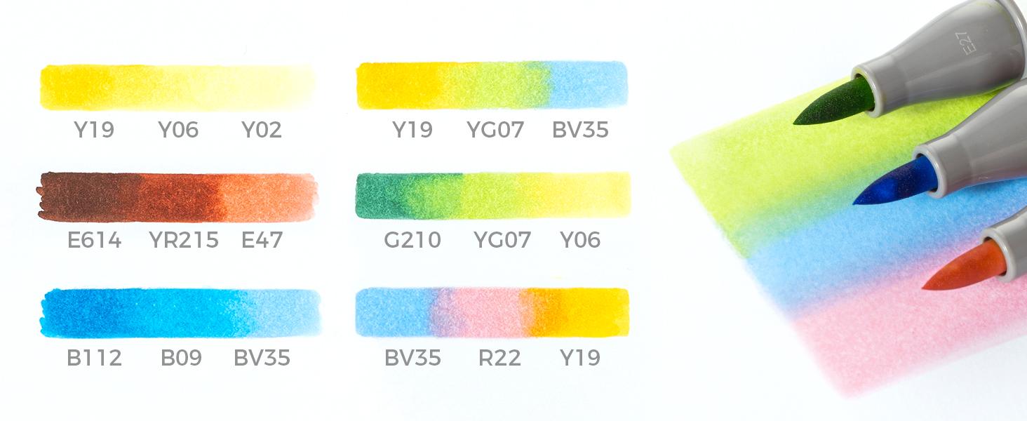 Ohuhu Alcohol Brush Markers: Supreme Brush& Chisel Dual Tips - 36 colors - Alcohol-based Art Marker Set for Artist Adult Coloring Book Illustrations- Refillable - Honolulu Plus Series of Ohuhuart