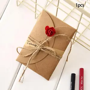 Dried Flower Design Kraft Paper Cards, 5 Counts/set DIY Card Set Creative Greeting Cards, Holiday Blessing Cards for Birthdays & Weddings & Anniversaries