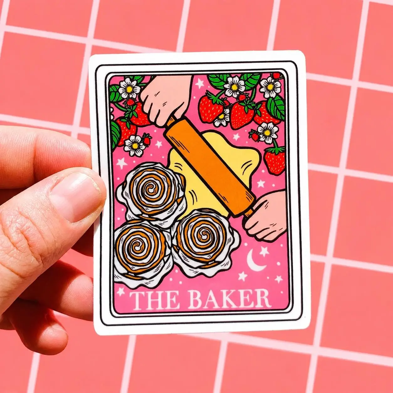 Baker Sticker Baking Sourdough Cute Gift Culinary Decal Chef Cooking Gift for Her Mom Decal Kindle Bread Making Strawberry Sticker Pink Girl