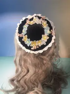 Elegant Floral Black Velvet Mini Hat Hair Clip