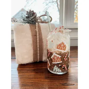 Gingerbread House Glass Can
