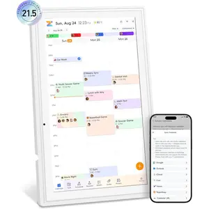 Digital Calendar Wall Touch Screen, 21.5 Inch Electronic Smart Calendar with Google Play & Multi-Calendar Sync, Electronic Planner & Chore Chart for Family Schedules Meal White