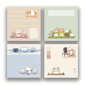 1PC/4pcs cat Sticky Notes 3x3 Cute and Aesthetic Self-Stick Note Pads for School, Office, and Home - Ideal Gifts for Teachers, Women, and Coworkers
