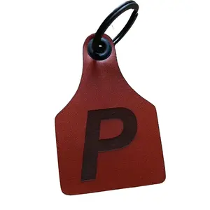 Cow Tag Keychain Handmade Premium Grade Leather, custom text