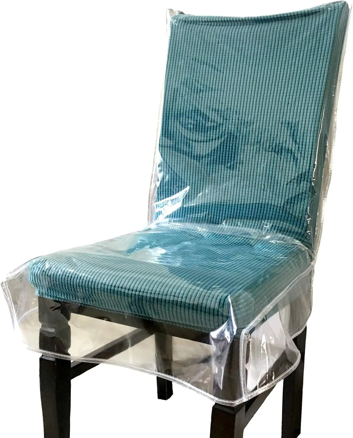 Plastic Dining Chair Covers with Backrests, PVC Clear Chair Seat Cover,  Kitchen Protector Chair Slipcover for Party No Dust/Dirt/Spill, Fit W/21 x D/18 Inch (4 Pack)
