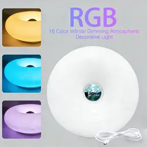 RGB Donut Lamp,Plug-in Bedside Lamp Or Plug-in Wall Sconces,Mid Century Modern Decor Wall Mount Lamps,Creative Orange Light for Living Room,Reading Room,Hallway Ambient Lighting
