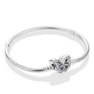MULA 925 Sterling Silver butterfly bracelet | Fully inlaid with sparkling zircon | High-end luxury design | Natural inspiration | Compatible with Pandora beads | Elegant gift for girls