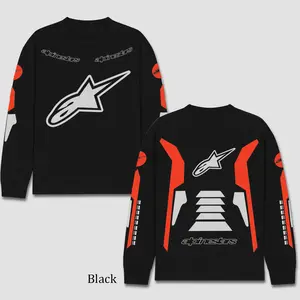Alpinestars Racing Men's Long Sleeve T-shirt, Motocross World Championship Enthusiast, Apparel Streetwear Racing Team, Motocross Motobike Riders Supermotor MotoGear Clothing, Off-Road Fan Cotton For Dirt Bike Fan