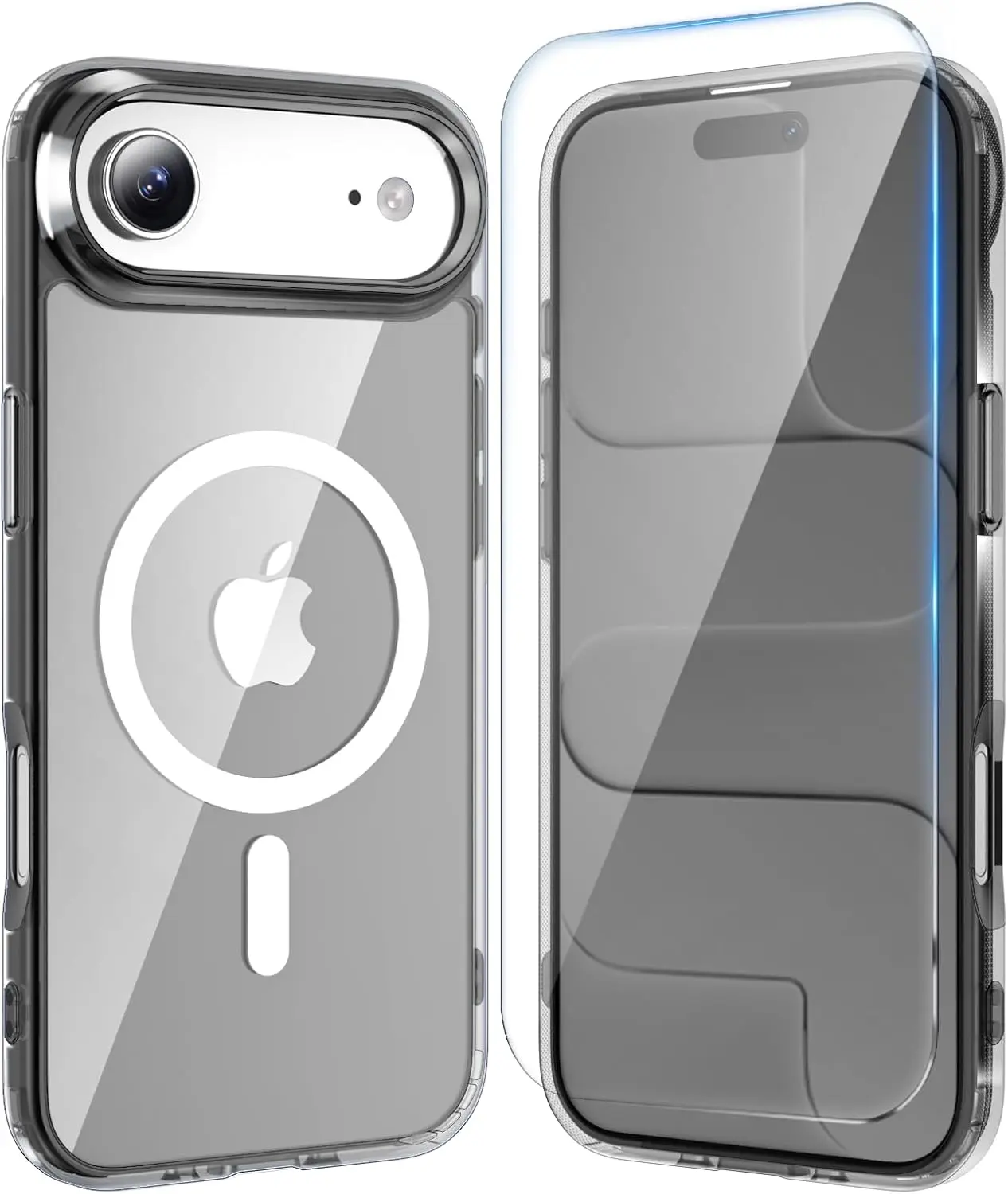 for iPhone AIR Case with Screen Protector Clear Black | Compatible with Magsafe, Anti-Yellowing, Military-Grade Protection, Shockproof Slim Magnetic Phone Case,6.5"