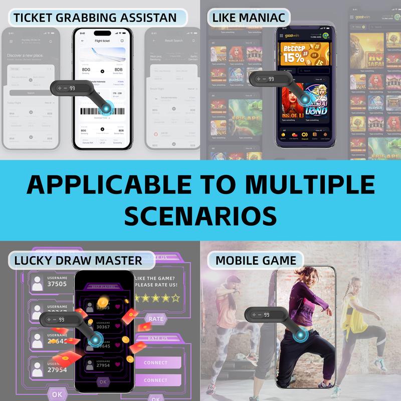 Portable Auto Clicker for iPhone iPad Android Built-in Battery with Strong Battery Life Hands-Free Silent Operation Handy, Auto Tapper for Tiktok Live，Gaming,Likes & Reward Tasks