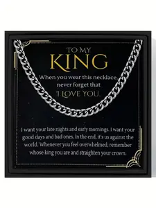 To My King Hip-Hop Style Cuban Chain Trendy Fashion Necklace  | With Message Card & Gift Box | Perfect Valentine’s/Christmas/Birthday/Party/Anniversary Gift