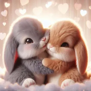 5D DIY Full Drill Round Diamond Painting - Diamond Art Kit Rabbit, Embrace, Heart-shaped Mosaic, Canvas - DIY Decorative Painting, Home Wall Decoration, Perfect for Halloween and Christmas, Independence Day, Birthday and Anniversary Gifts