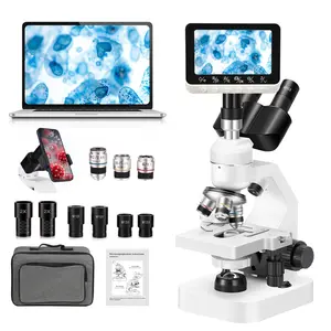 Triple eye composite microscope with a 2000x magnification and WiFi screen, capable of WiFi connection to mobile phones and tablets, as well as wired connection to computers. Suitable for students and adults to use
