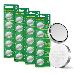 VEVOR CR2450 Lithium Battery, 20 Count (Pack of 4) Lithium Coin Battery, Non - Mercury and Anti - Swallow Designed, Long Lasting 3V CR 2450 Cell Batteries, for Key Fobs, Glucometers, and Other Devices