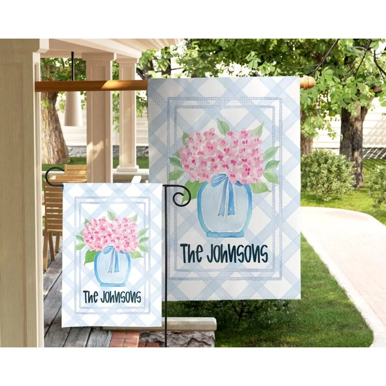 Personalized Garden Flag Chinoiserie Ginger Jar Flag Porch Decor Entry Flag Yard Decor Housewarming Gift Personalized Gift Welcome Flag UPA3-7